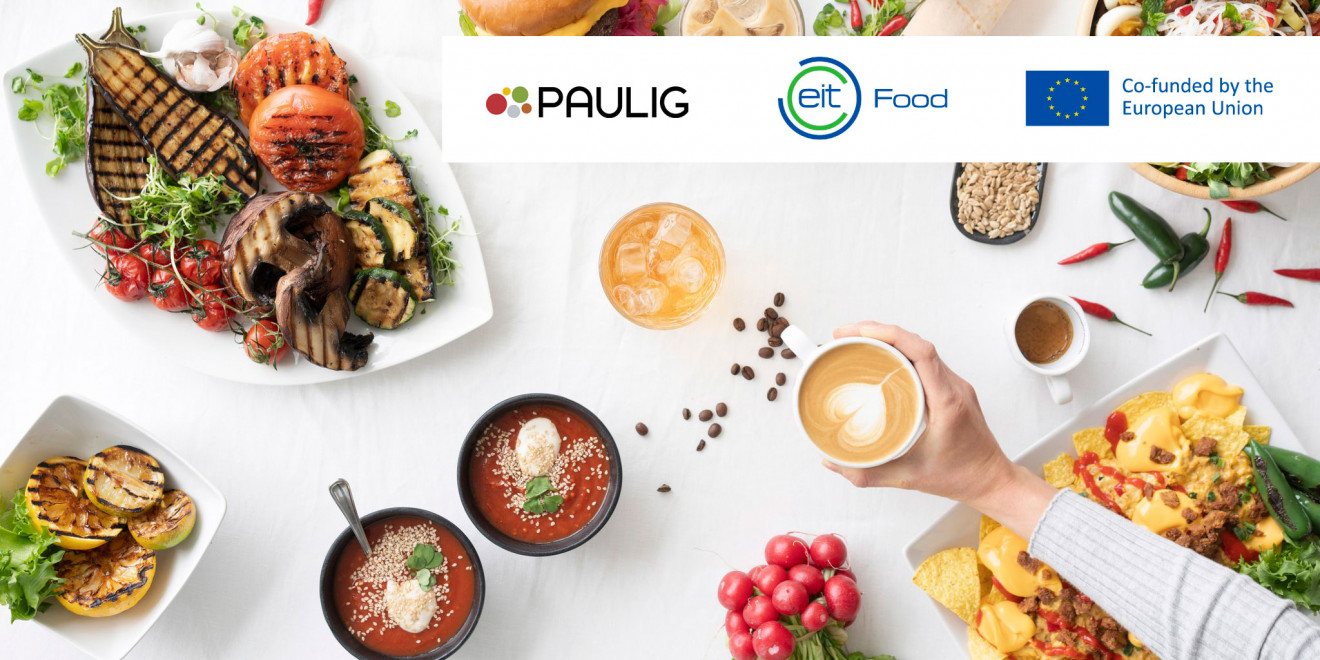 Image of food and Paulig and EIT Food logos
