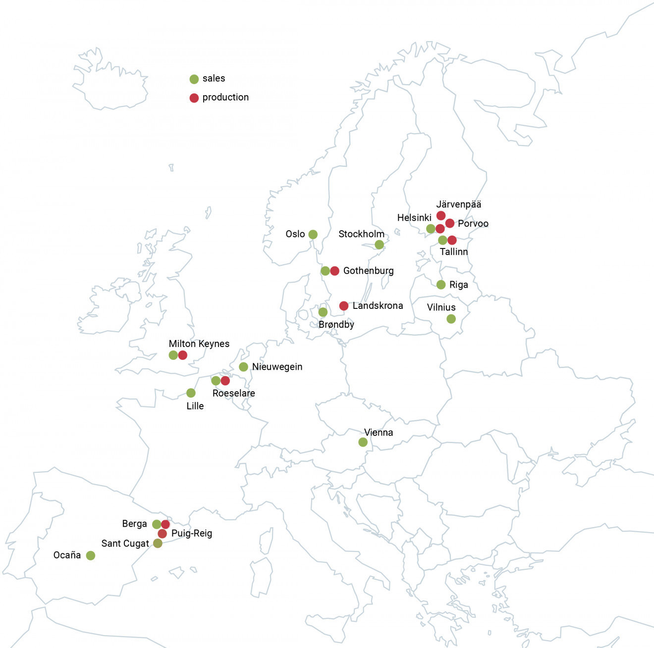 Map of Paulig countries 2023