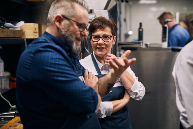 Pasi Jokinen and Lenita Ingelin at Paulig Cooking Class