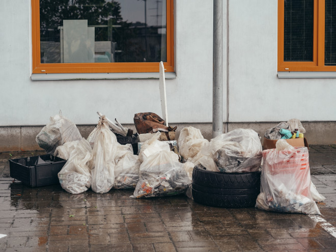 Bags of trash collected