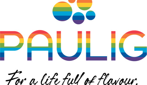 Paulig logotype in Pride colors 